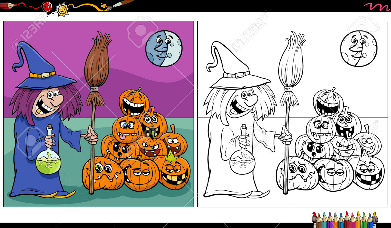 Desenho Para Colorir bruxa de Halloween - Imagens Grátis Para