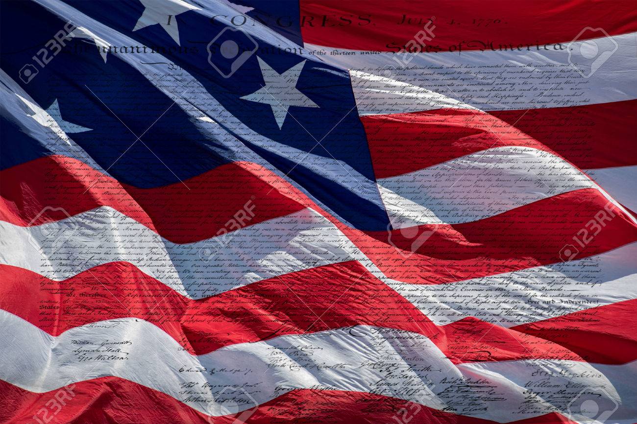 アメリカ独立宣言の 1776 年 7 月 4 日米国旗 Backfround の の写真素材 画像素材 Image