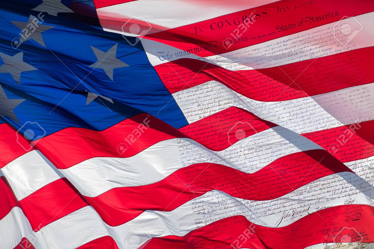 アメリカ独立宣言の 1776 年 7 月 4 日米国旗 Backfround の の写真素材 画像素材 Image