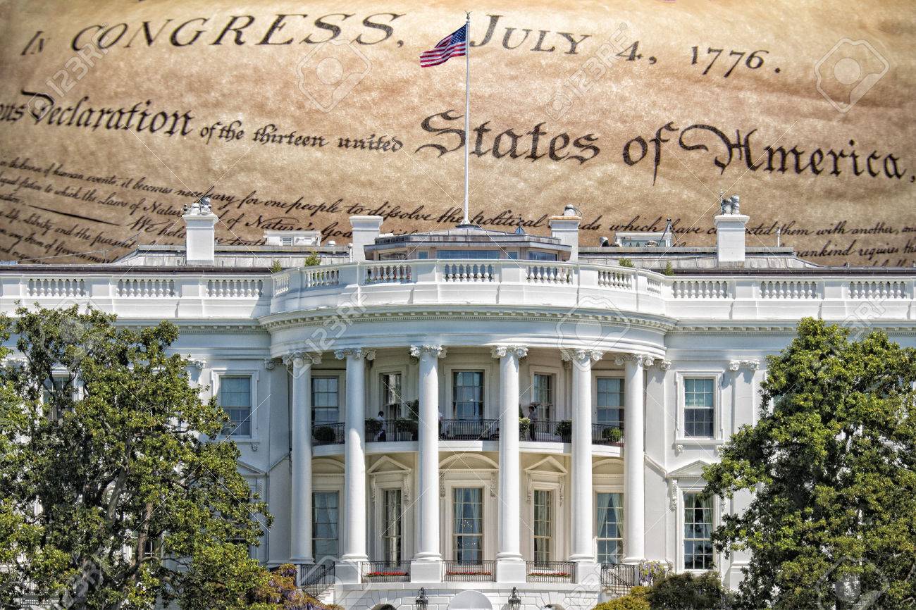 ホワイトハウス ワシントン アメリカ独立の 1776 年 7 月 4 日背景の宣言の構築 の写真素材 画像素材 Image