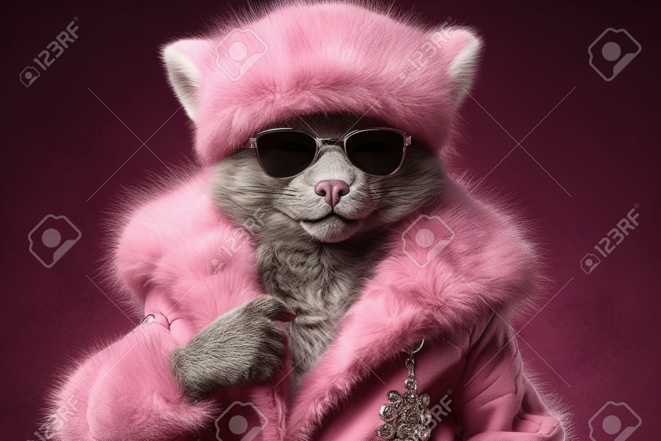Cat As Pink Gangster In Neon Bar Illustration Generative Ai Stock Photo,  Picture and Royalty Free Image. Image 204855340., image size:1300x867