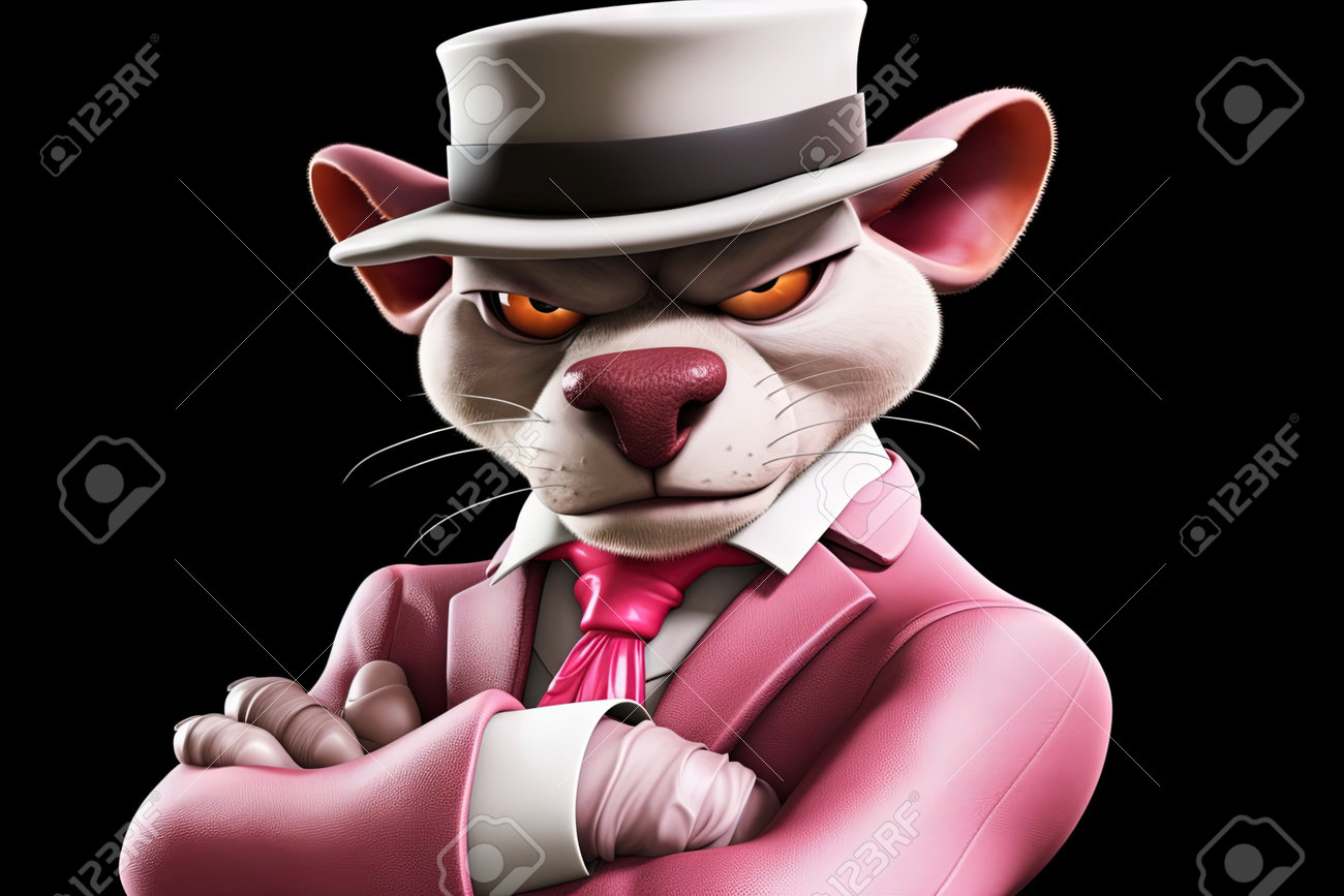 Pink Panther Cartoon Character As Pink Gangster In Neon Bar Illustration  Generative Ai Stock Photo, Picture and Royalty Free Image. Image 204855372., image size:1300x867