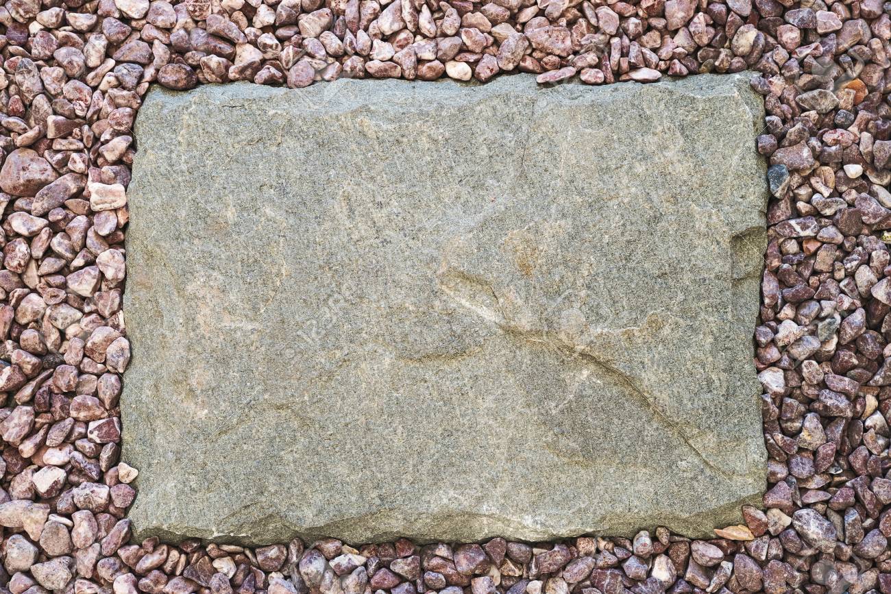 Stone Slab Around A Pebble Frame Top View With Copy Space Stock Photo Picture And Royalty Free Image Image