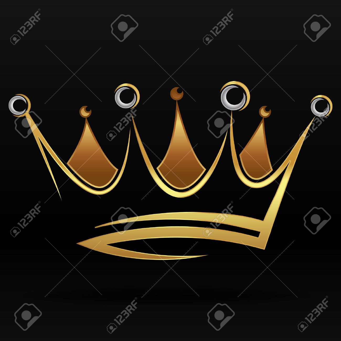 Gold abstract crown for graphic design and logo on black background - 49902291 Gold abstract crown for graphic design and logo on black background - 49902291