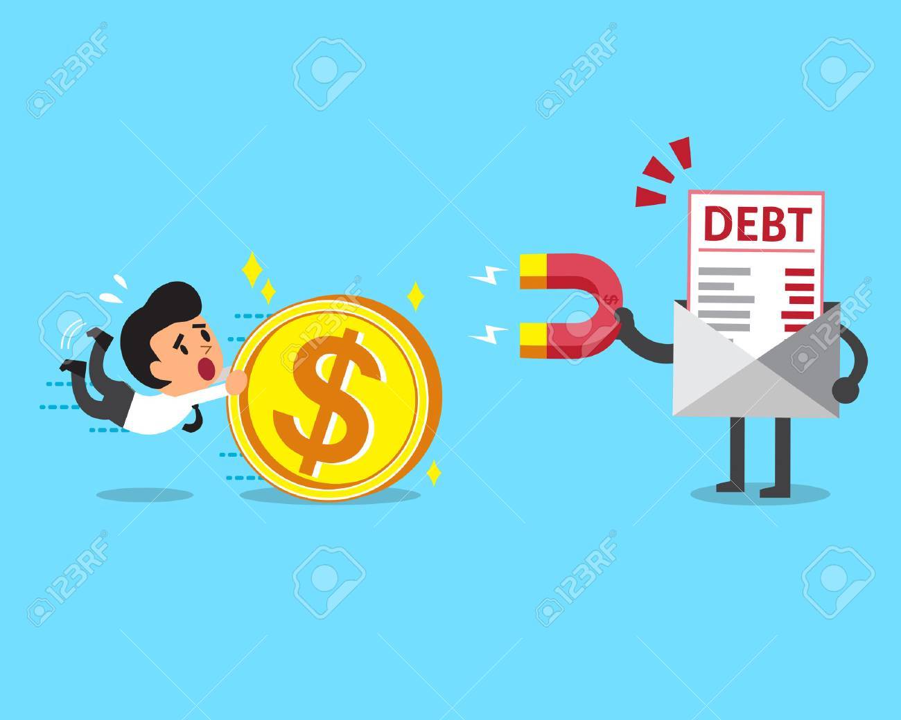 Business concept debt letter using a magnet to attracts money from a businessman - 46350944 Business concept debt letter using a magnet to attracts money from a businessman - 46350944