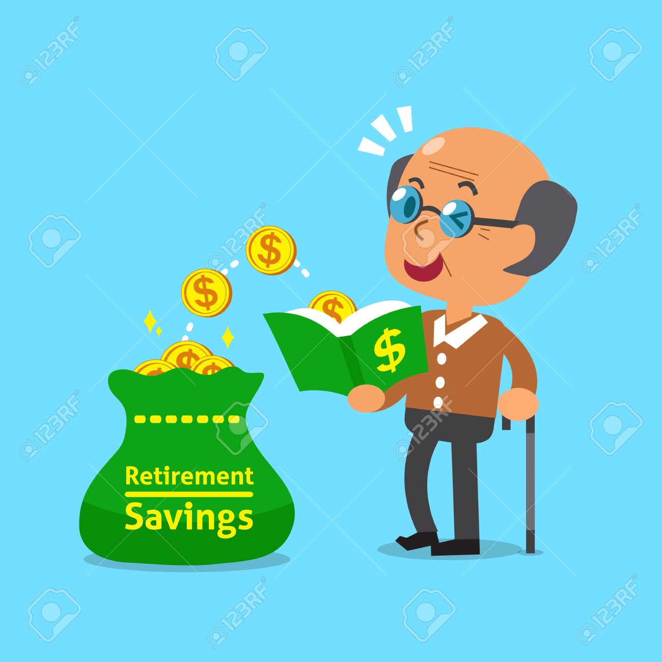 Cartoon Alter Mann Ein Buch Offnen Die Geld Munzen Hat Lizenzfrei Nutzbare Vektorgrafiken Clip Arts Illustrationen Image 51904654