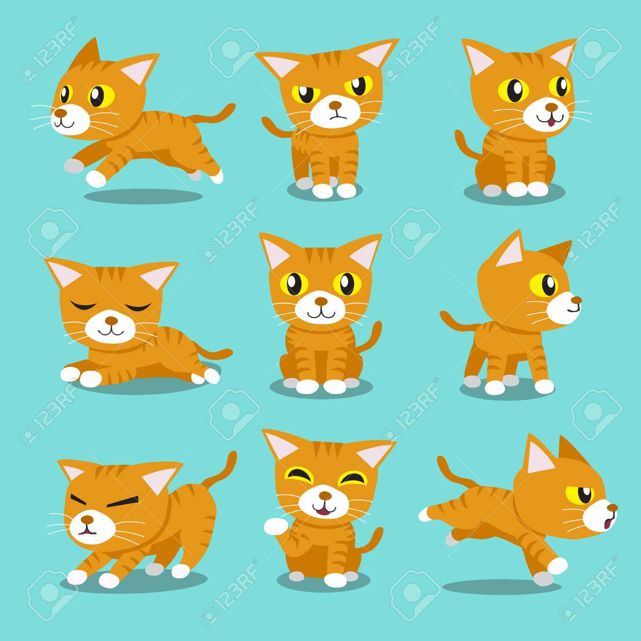 Cartoon Character Orange Cat Poses Royalty Free Cliparts Vectors And Stock Illustration Image 5366