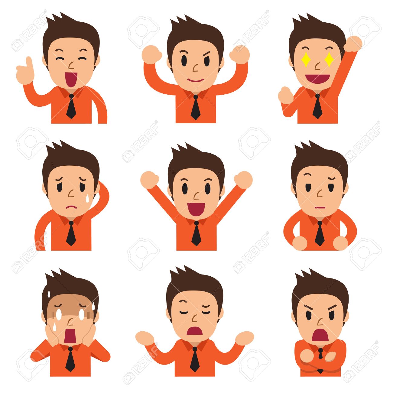 Cartoon businessman faces showing different emotions - 54640277 Cartoon businessman faces showing different emotions - 54640277