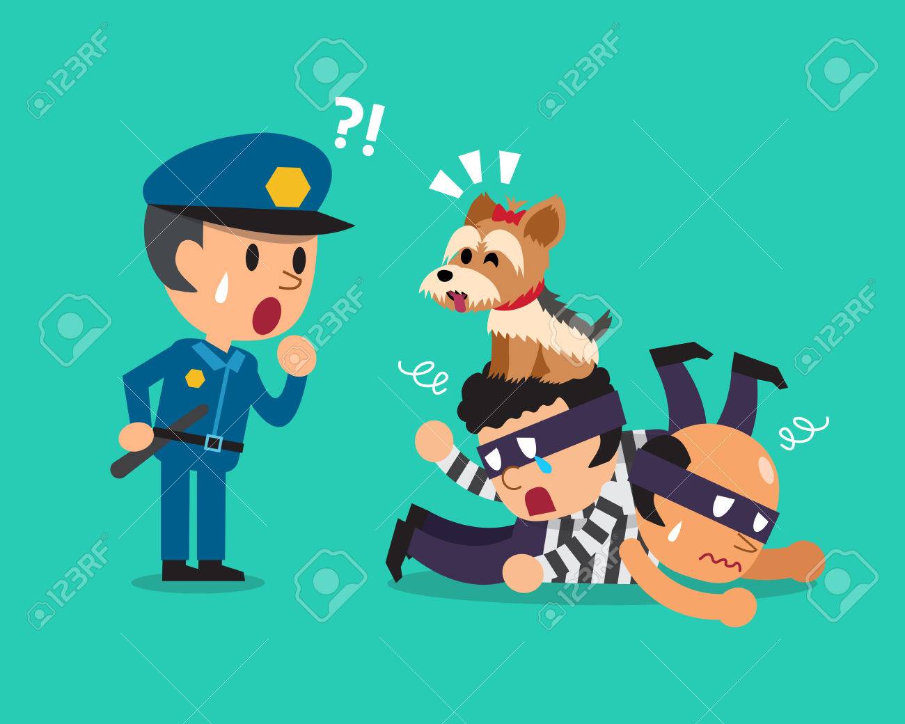 Cartoon Cute Dog Helping Policeman To Catch Thieves Royalty Free SVG,  Cliparts, Vectors, and Stock Illustration. Image 56154437., image size:1300x1040
