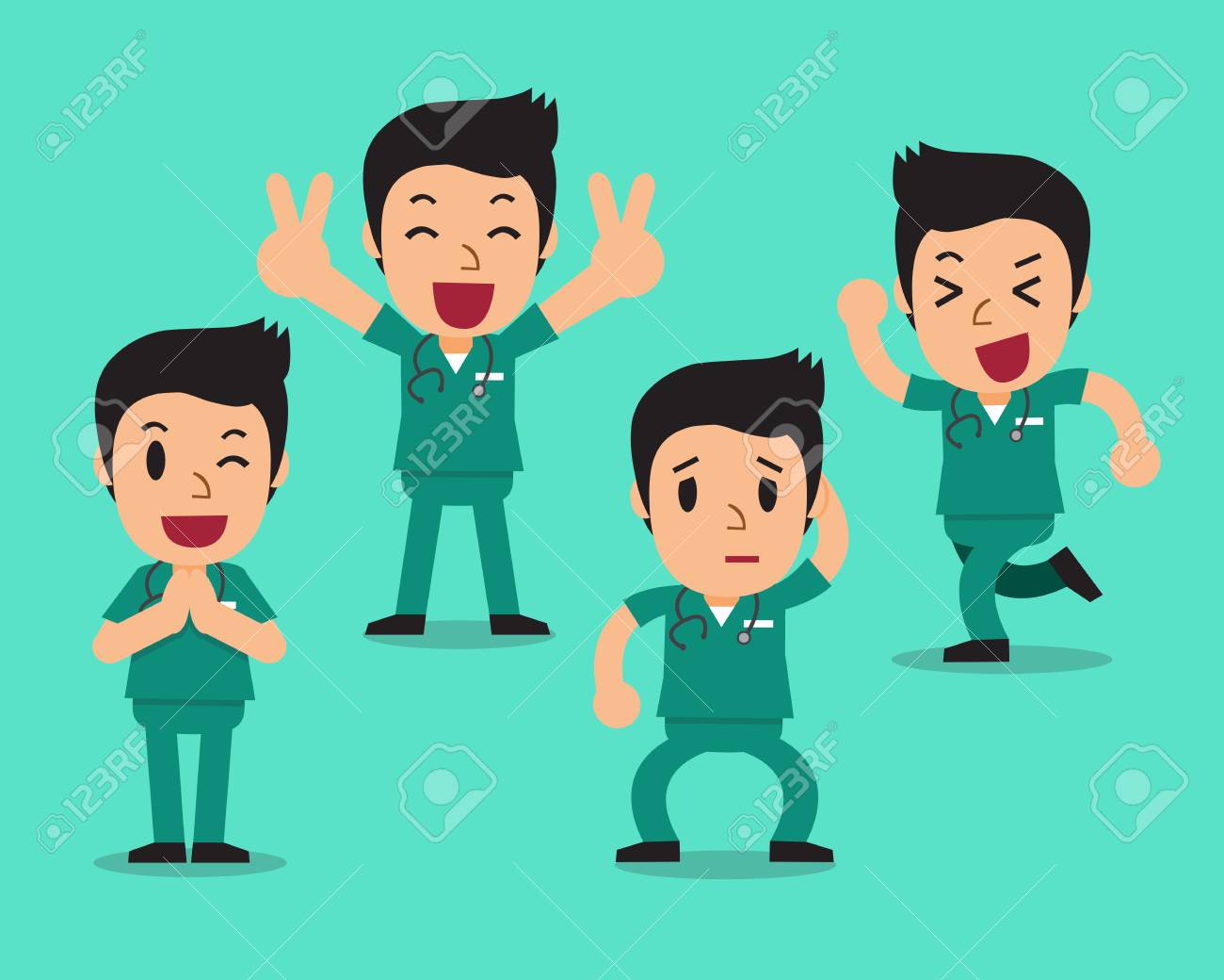 Caricatura, Macho, Enfermera, Carácter, Conjunto Ilustraciones ...