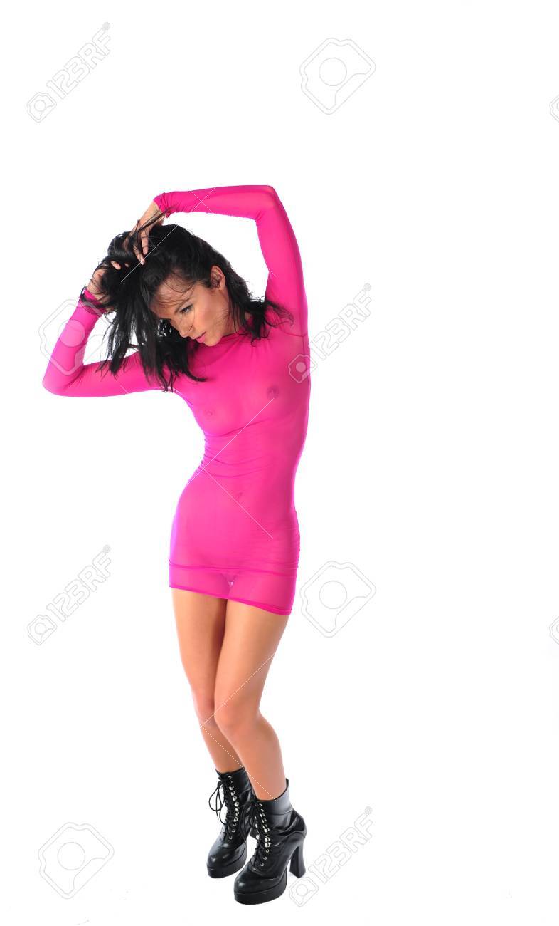 hot pink sheer dress