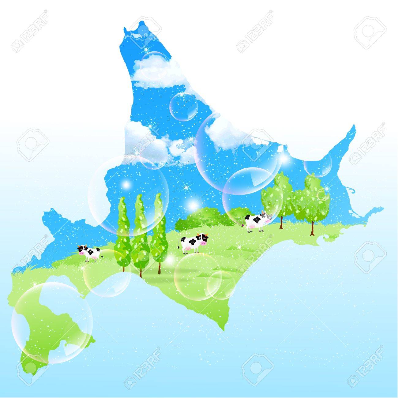 Hokkaido Cow Bubble Map Royalty Free Svg Cliparts Vectors And Stock Illustration Image