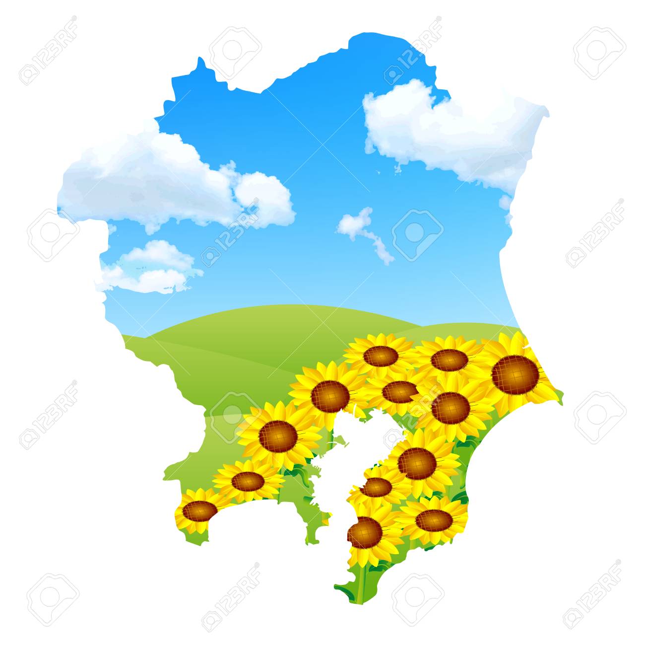 ひまわり関東風景のイラスト素材 ベクタ Image 27902937
