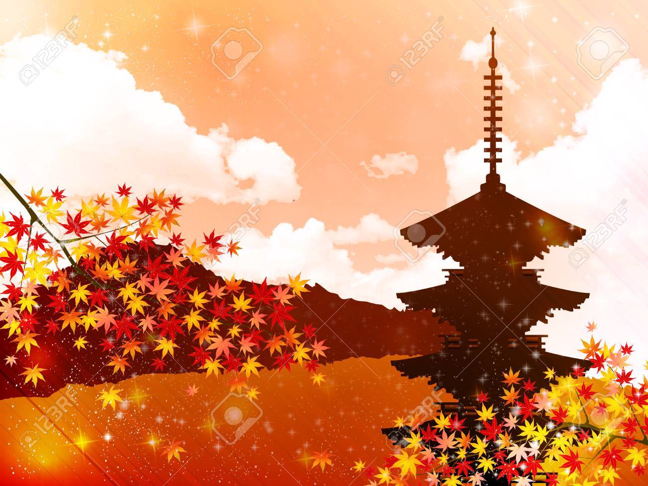 Maple Kyoto Landscape Royalty Free Cliparts Vectors And Stock Illustration Image
