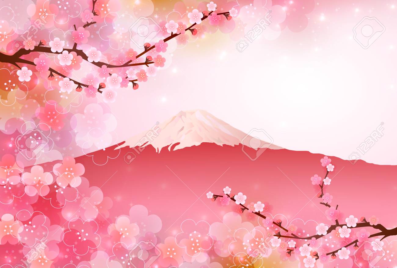 富士梅背景のイラスト素材 ベクタ Image 富士梅背景のイラスト素材 ベクタ Image
