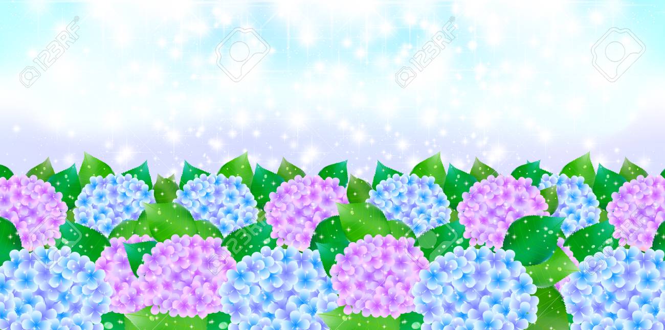 アジサイ梅雨背景 のイラスト素材 ベクタ Image