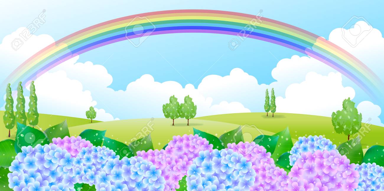紫陽花梅雨の背景 のイラスト素材 ベクタ Image