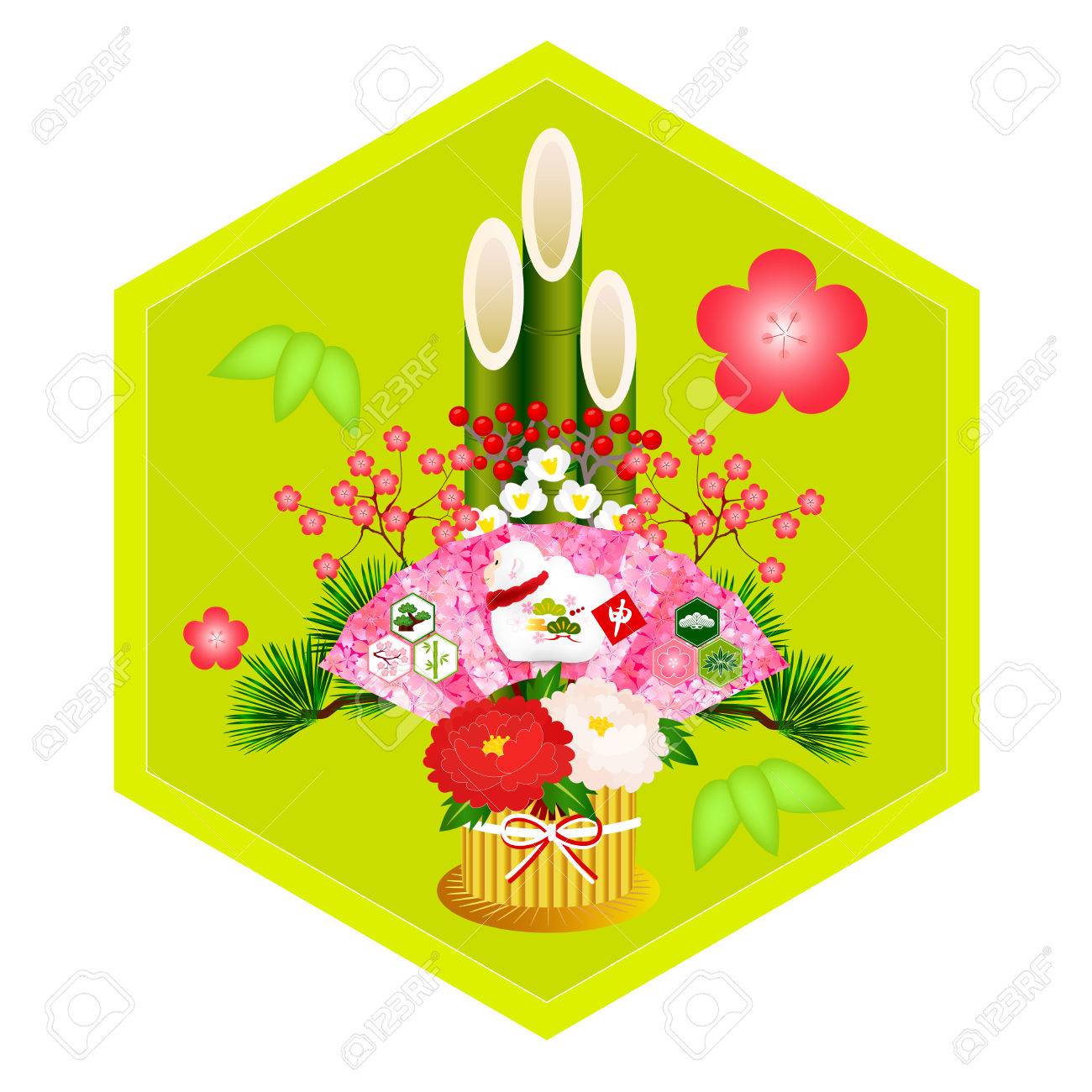 猿の門松年賀状 のイラスト素材 ベクタ Image