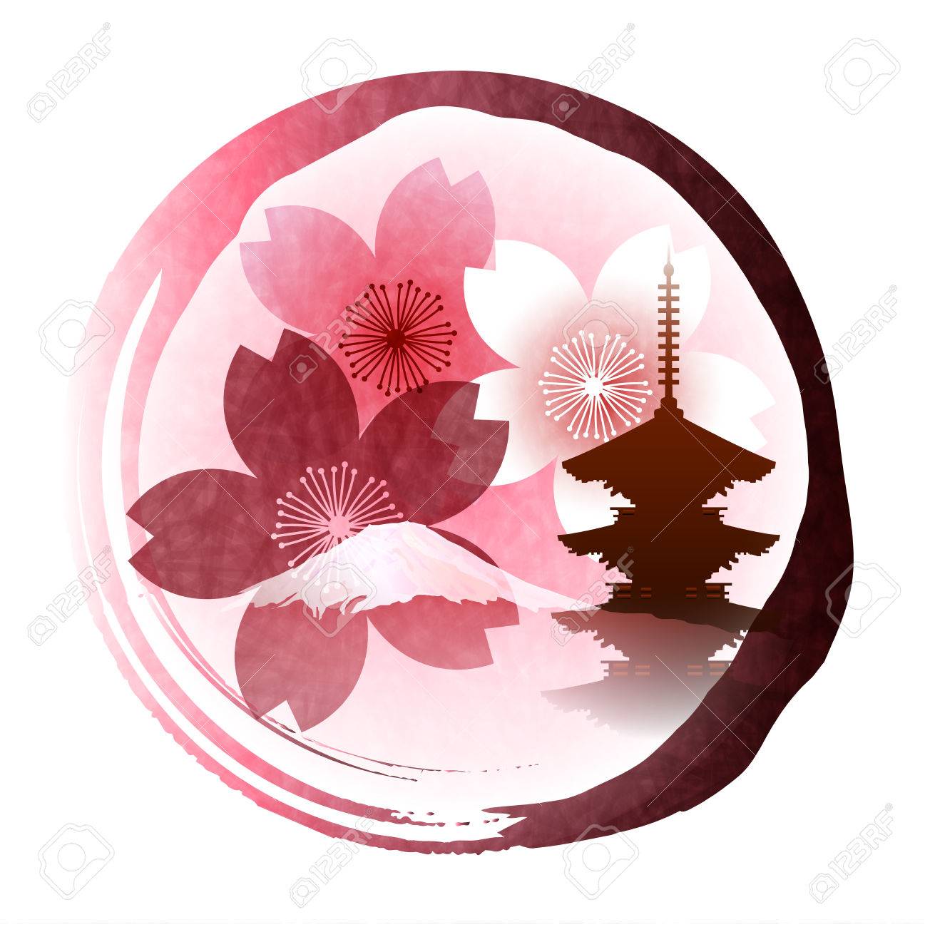 Cherry Spring Circle Icon Royalty Free Cliparts Vectors And Stock Illustration Image