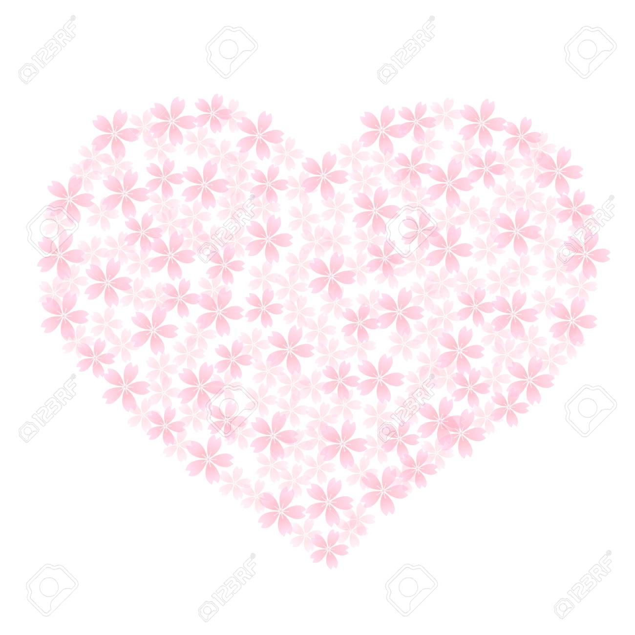 バレンタインのハートの桜アイコンのイラスト素材 ベクタ Image