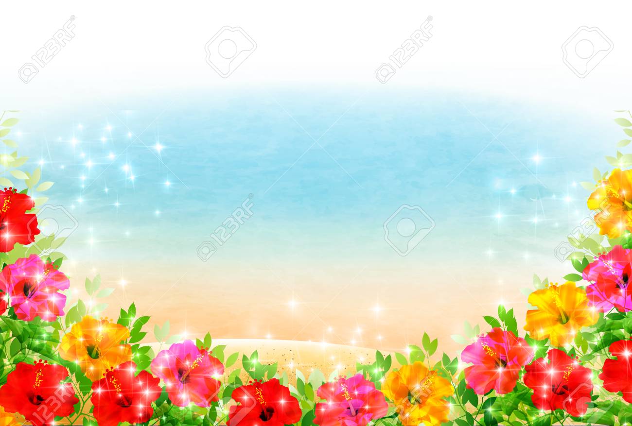 ハイビスカス海夏の背景のイラスト素材 ベクタ Image