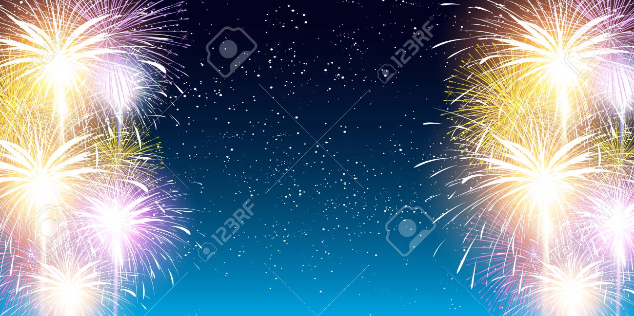 花火の夏の風景の背景のイラスト素材 ベクタ Image 花火の夏の風景の背景のイラスト素材 ベクタ Image