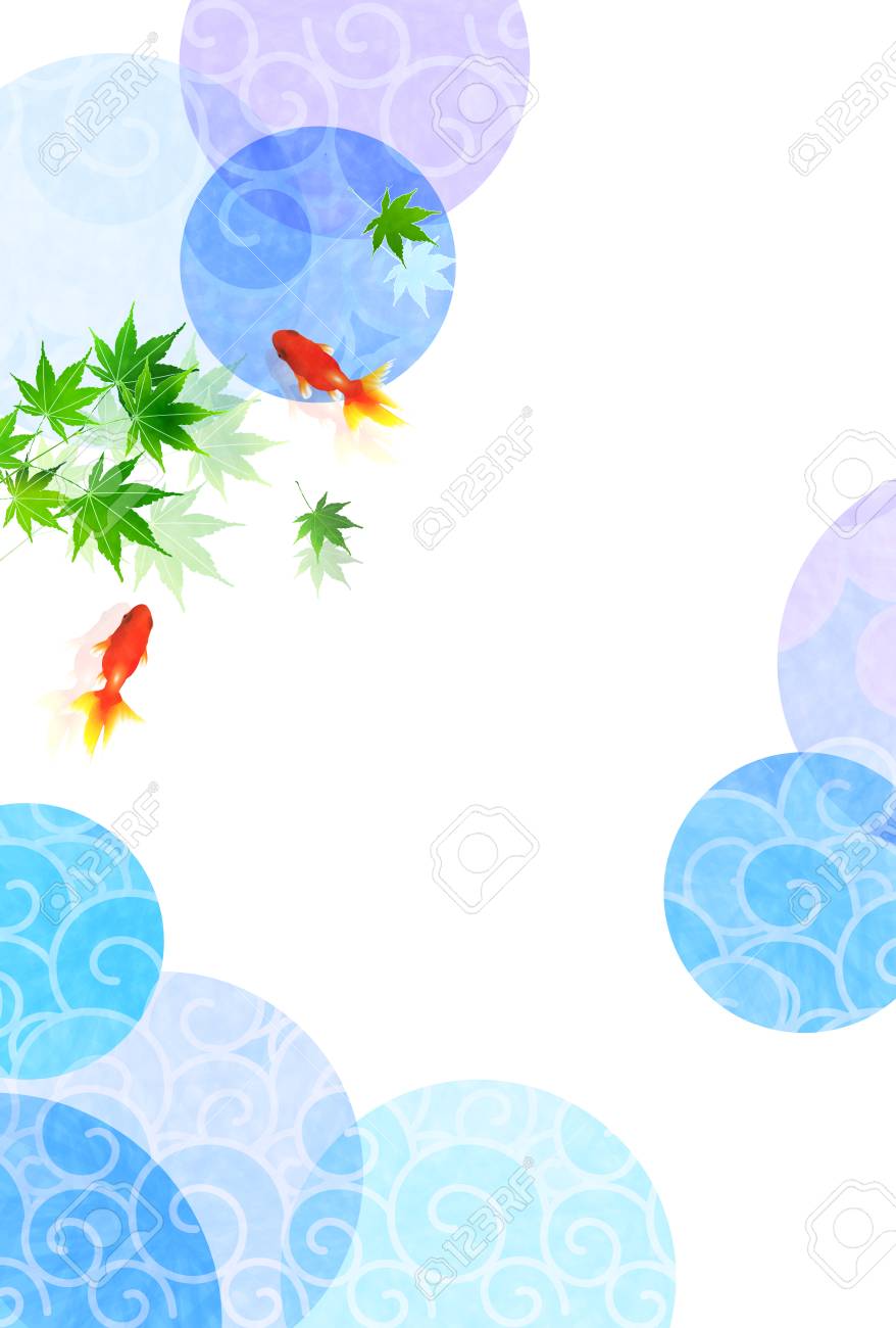 金魚の夏の和紙の背景のイラスト素材 ベクタ Image 金魚の夏の和紙の背景のイラスト素材 ベクタ Image