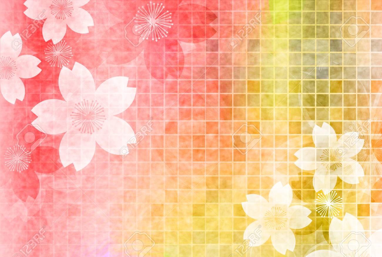 桜の年賀和紙背景 のイラスト素材 ベクタ Image 桜の年賀和紙背景 のイラスト素材 ベクタ Image