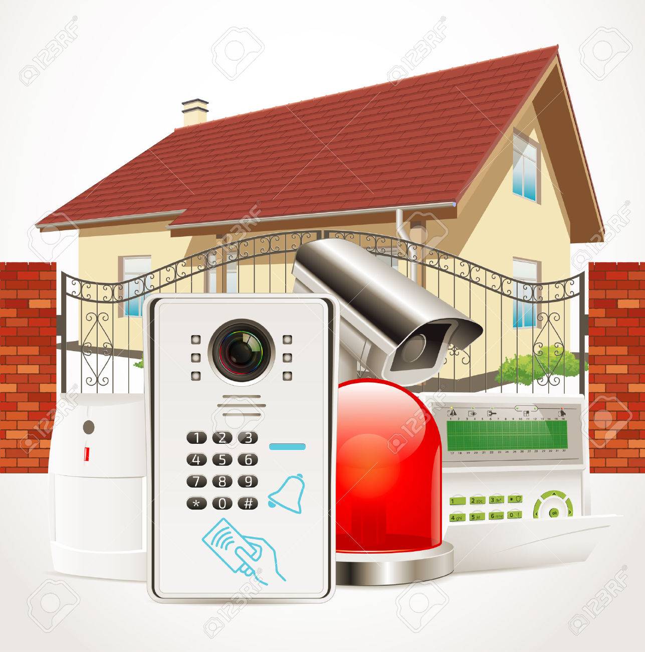 Home access control system - Video door phone, alarm system, motion sensor, cctv camera - 55519488 Home access control system - Video door phone, alarm system, motion sensor, cctv camera - 55519488