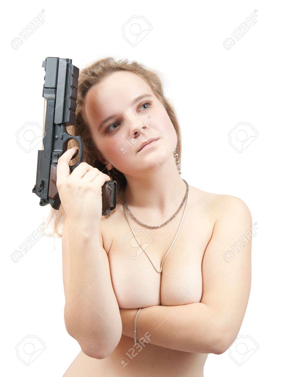 Naked girl with gun