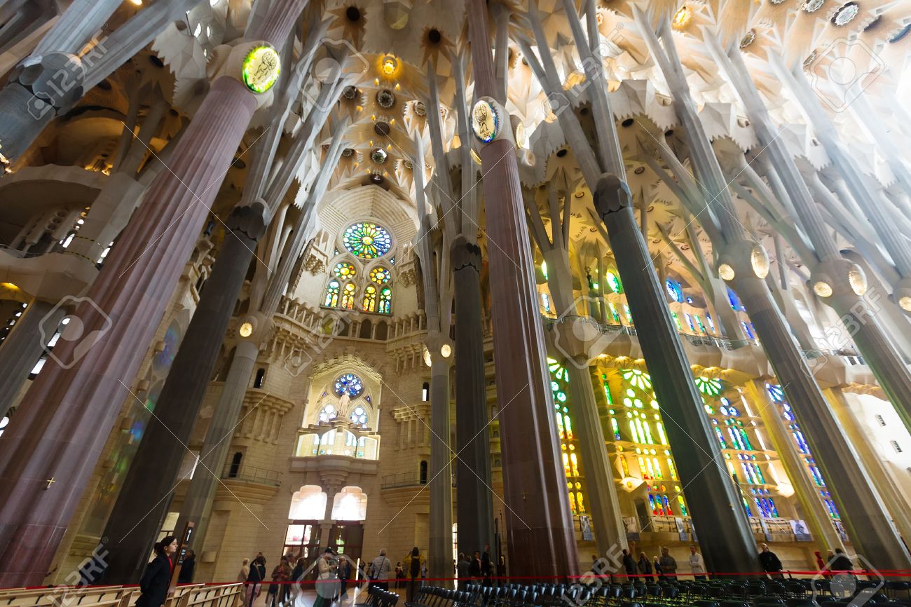 barcelona spain may 22 2014 interior of sagrada familia