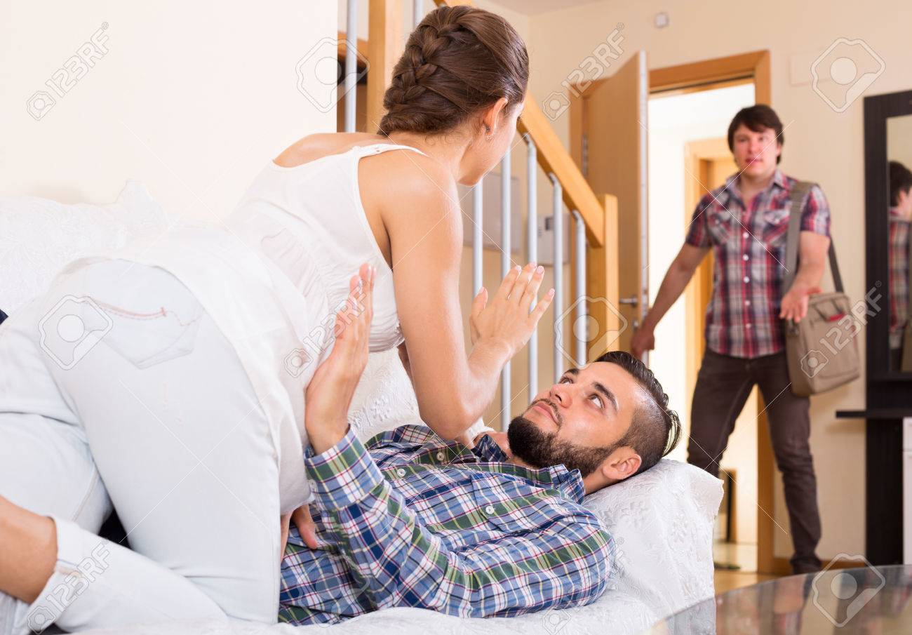 Husband watching wife cheat