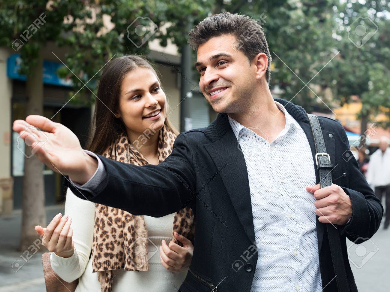 Lost Woman Asking Handsome Stranger To