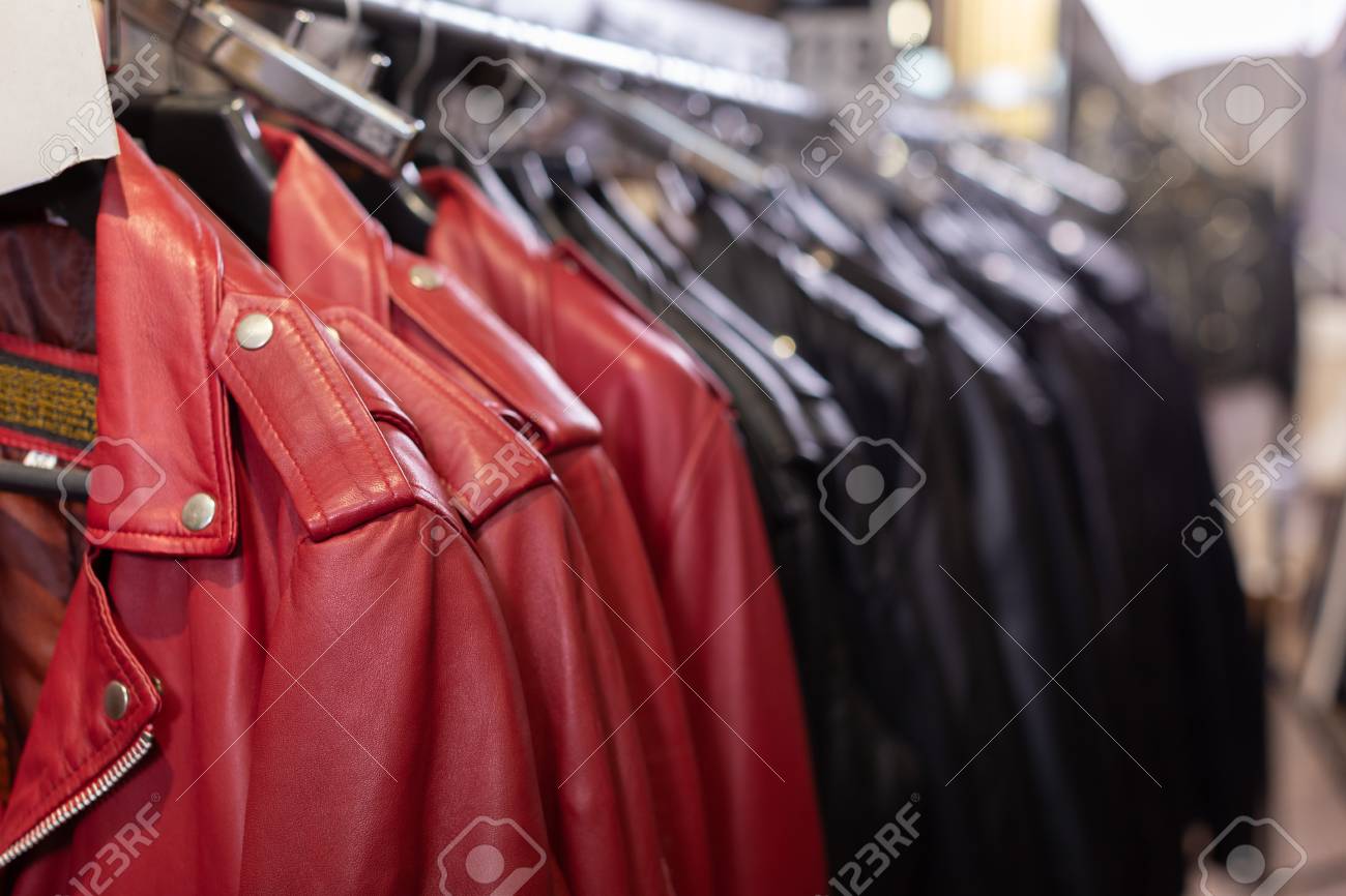 leather jacket in store