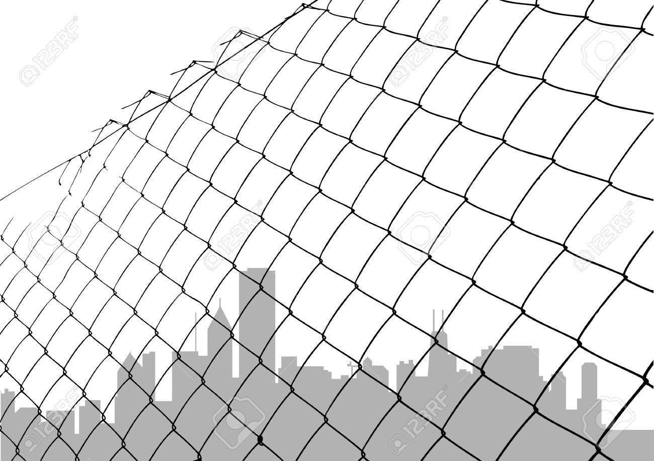 Prison Fence Graphic chain link fence with city silhouette royalty free cliparts Prison Fence Graphic chain link fence with city silhouette royalty free cliparts