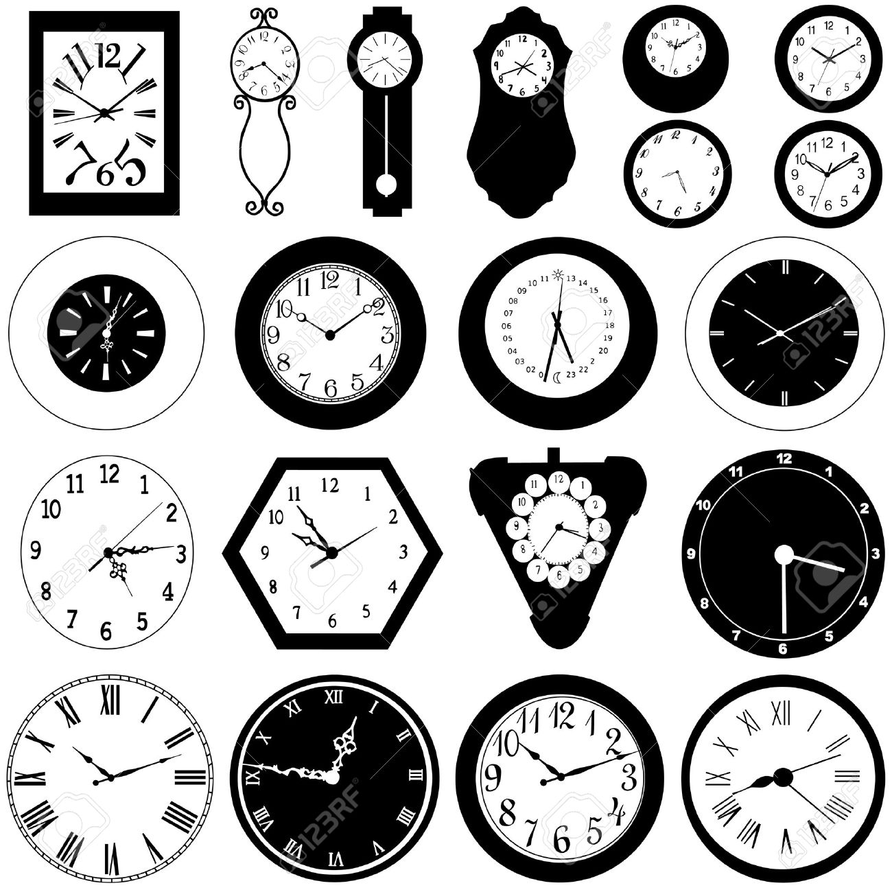 壁時計のコレクションのイラスト素材 ベクタ Image