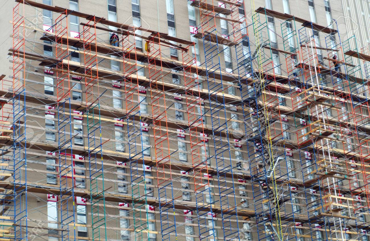 skyscraper scaffold building construction site renovation high scaffold building