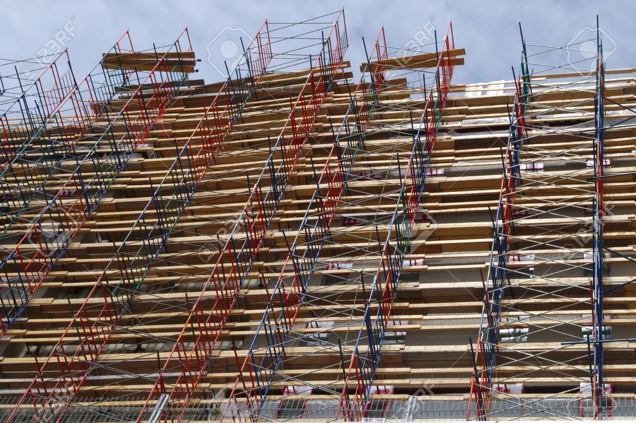 skyscraper scaffold building construction site renovation high scaffold building