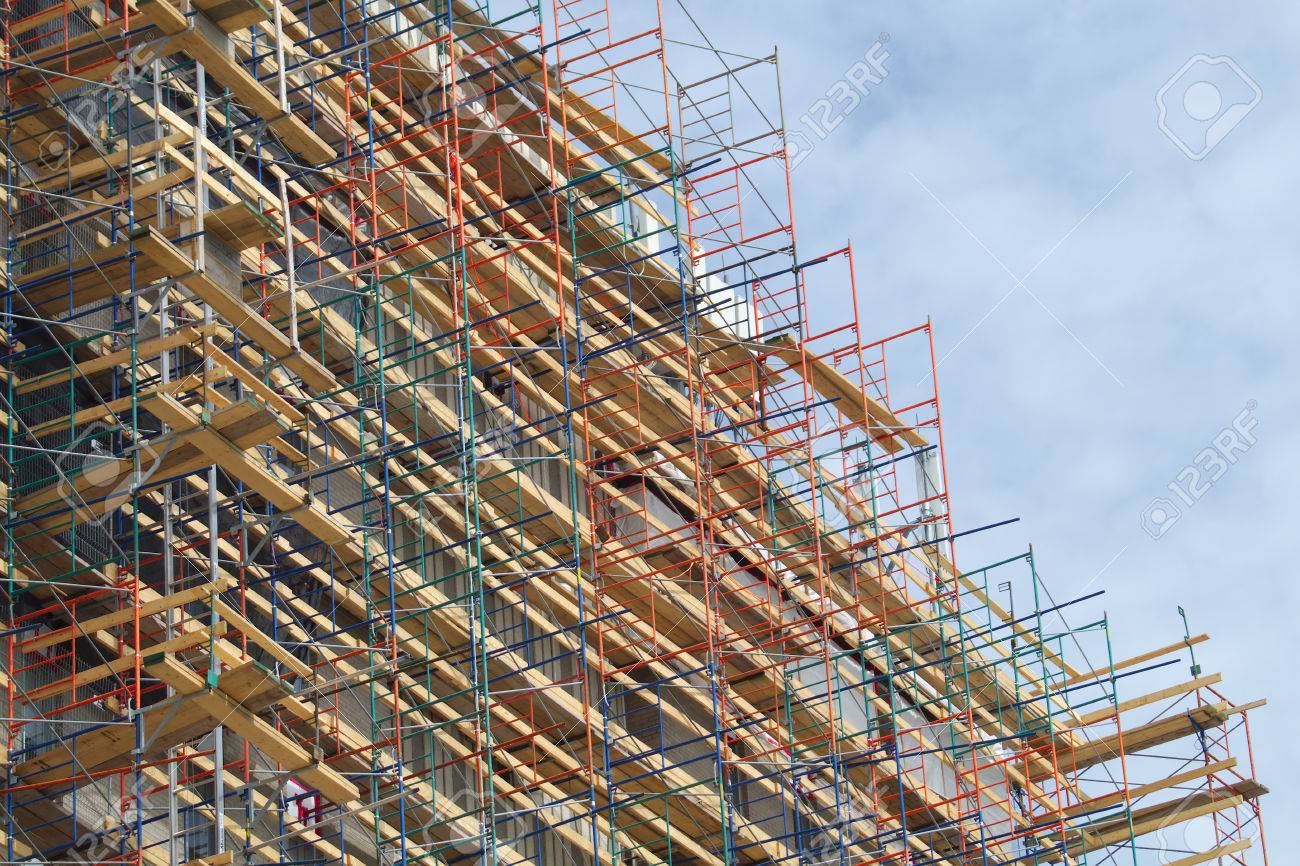 scaffold building renovation construction site skyscraper stock scaffold building