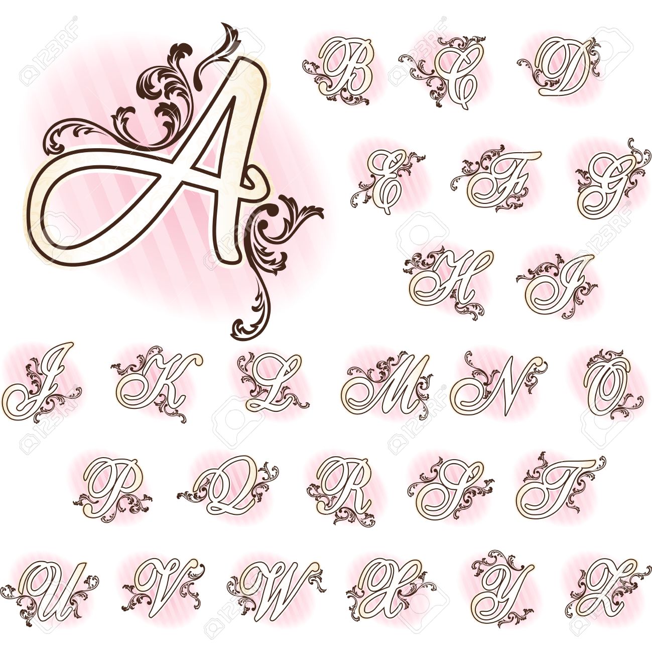 elegant set of letters inspired by french rococo style graphics elegant letters