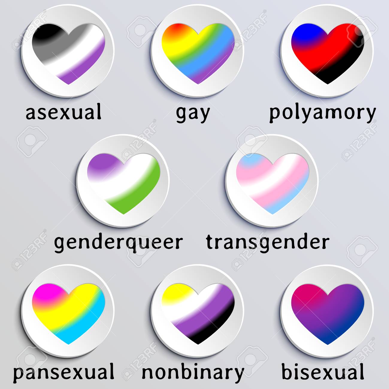 8 heart shaped buttons