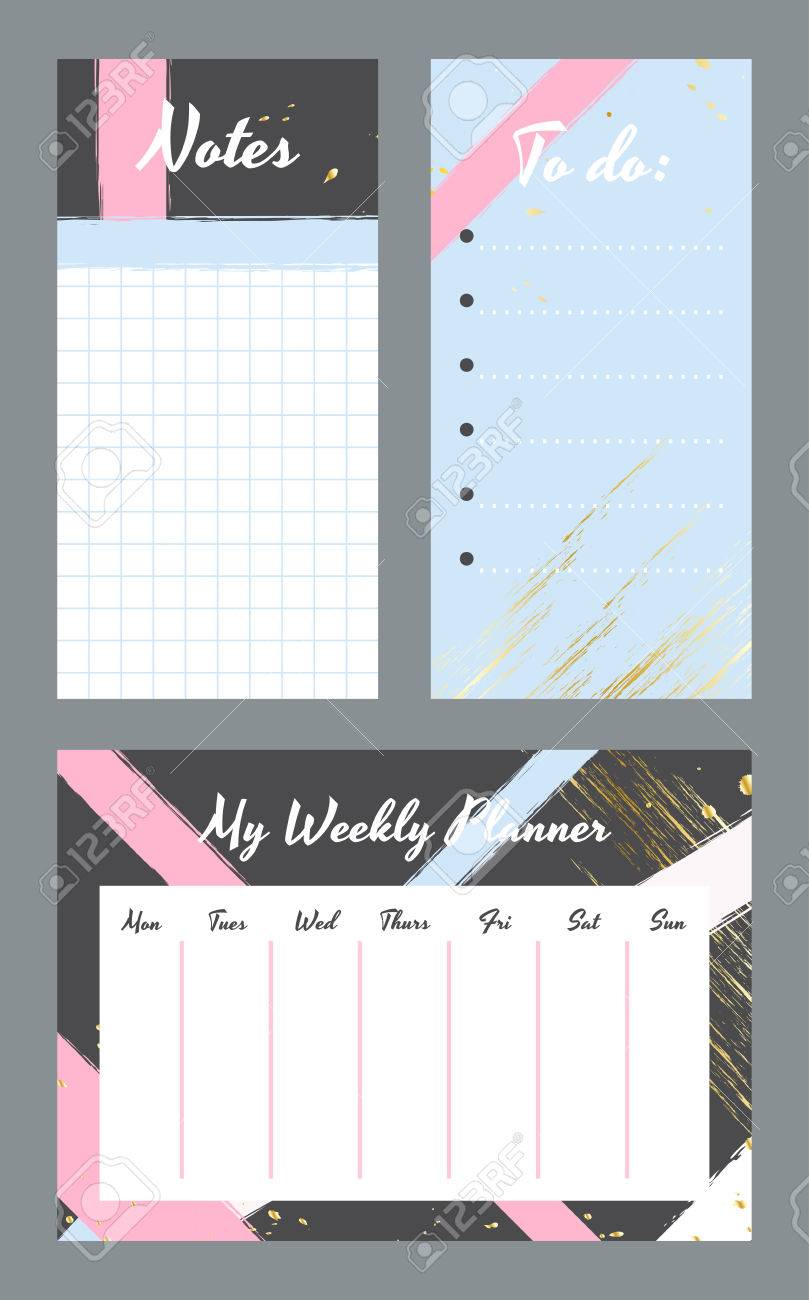 weekly planner template organizer and schedule with notes and to do