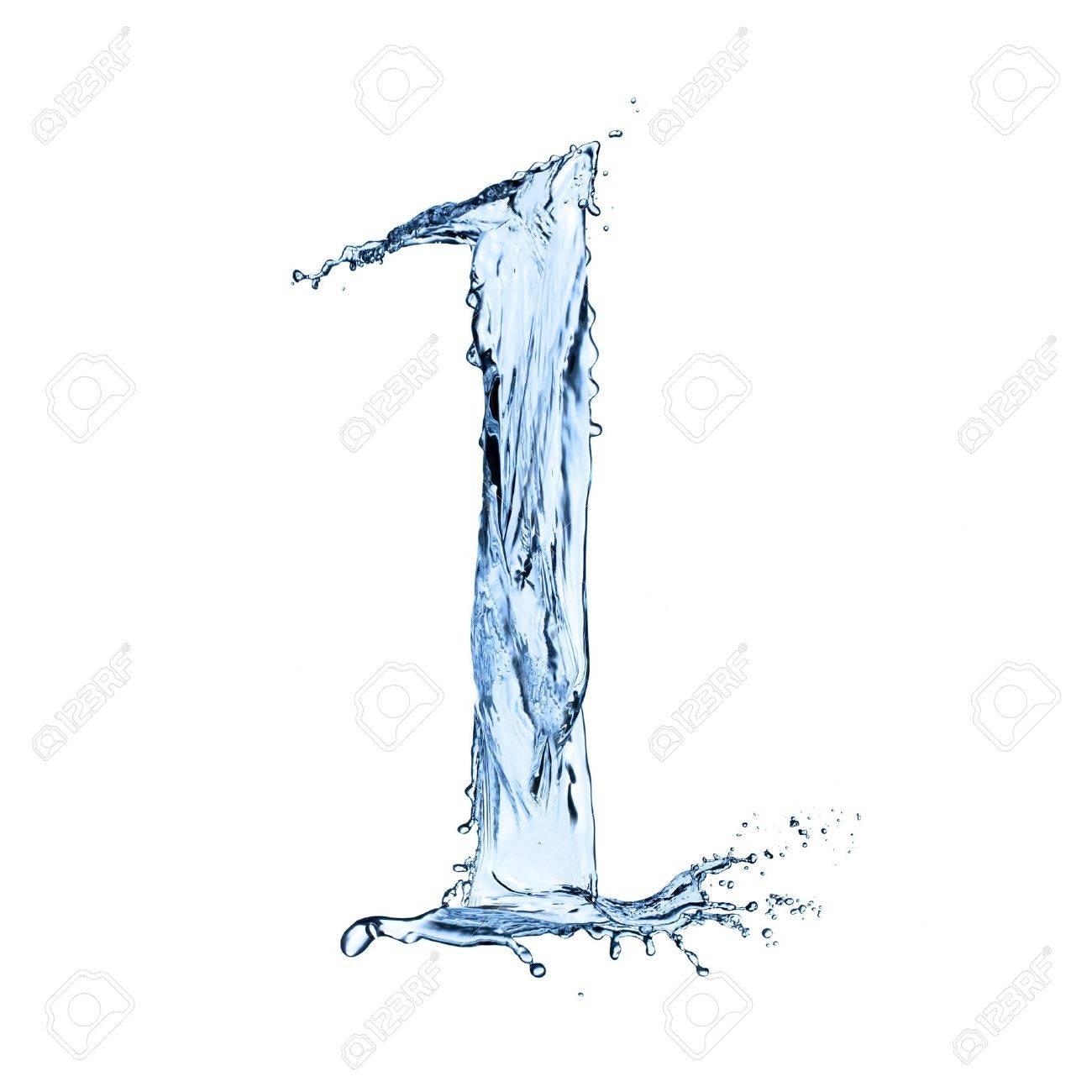 Water splashes number "1" isolated on black background - 20452019 Water splashes number "1" isolated on black background - 20452019