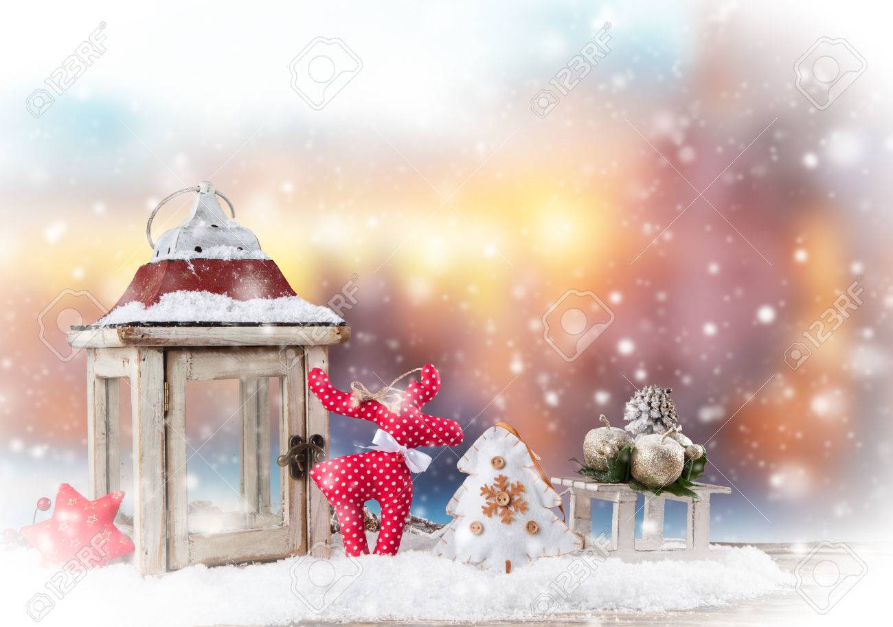Christmas still life background with decoration in snow - 46633296 Christmas still life background with decoration in snow - 46633296