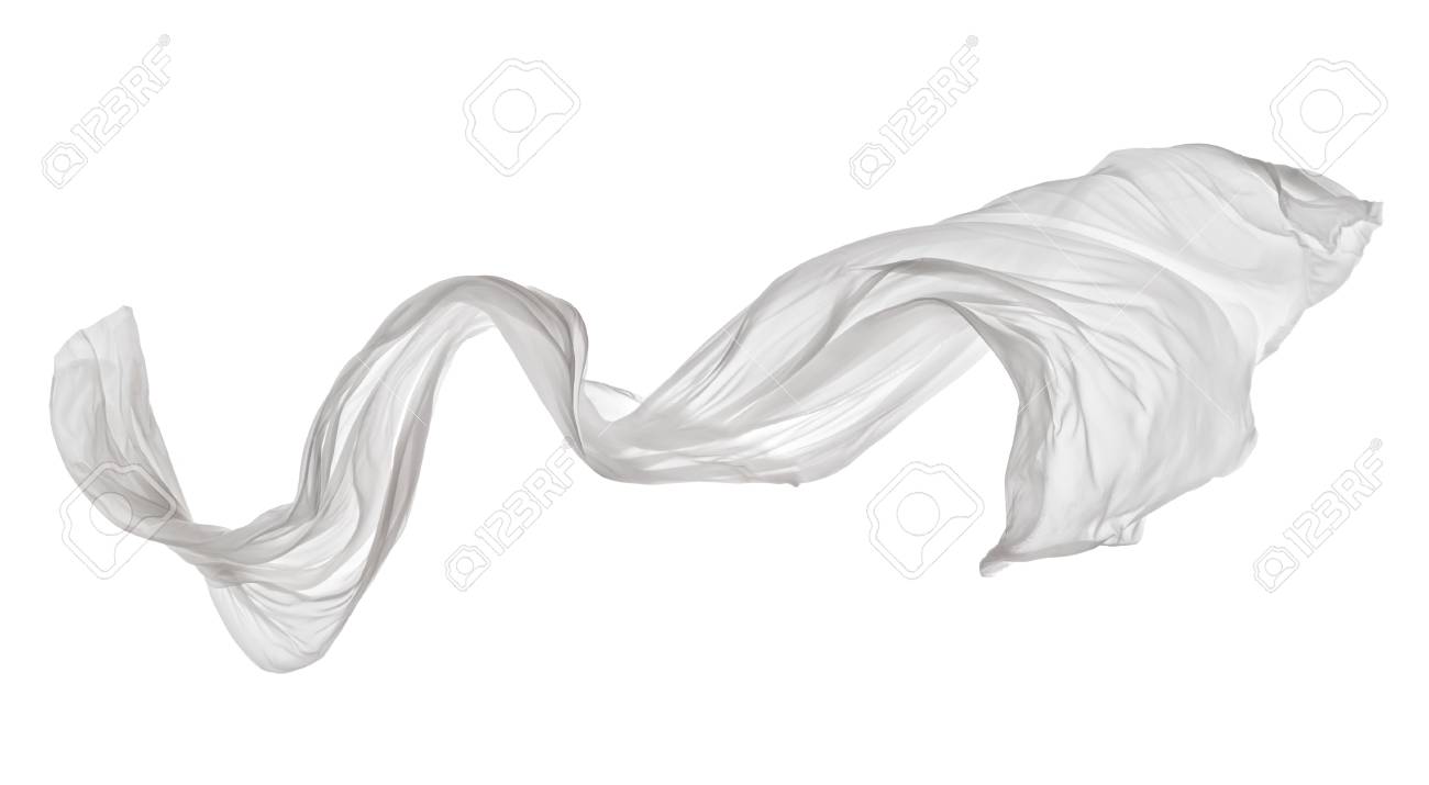 Smooth elegant white transparent cloth separated on white background. Texture of flying fabric. - 74520633 Smooth elegant white transparent cloth separated on white background. Texture of flying fabric. - 74520633