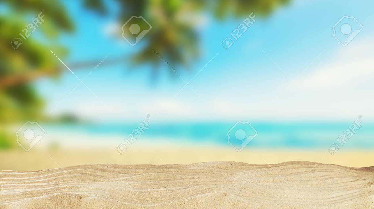 Tropical beach with sand, summer holiday background. Travel and beach vacation, free space for text or product placement. - 80622616 Tropical beach with sand, summer holiday background. Travel and beach vacation, free space for text or product placement. - 80622616