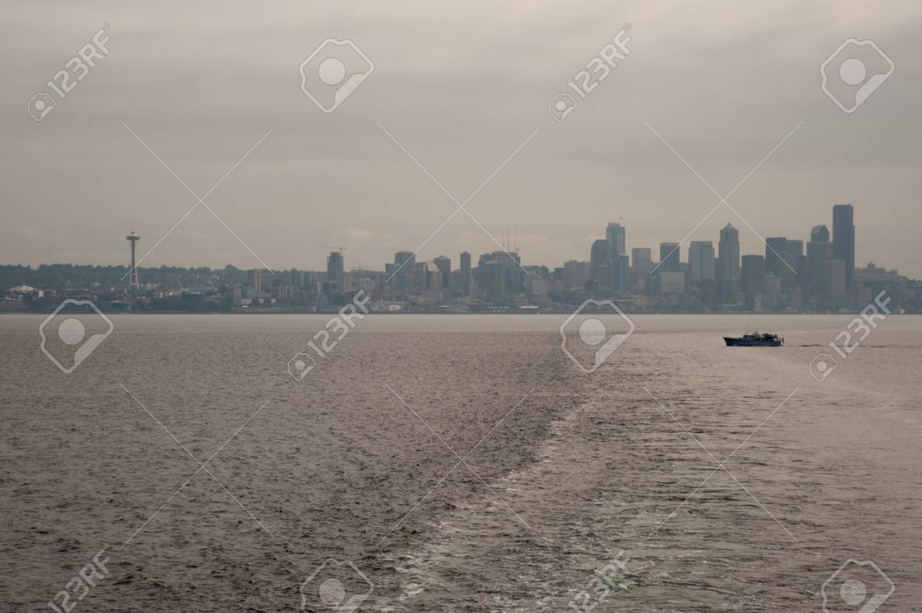 Downtown Seattle skyline seen from ferry - 93386841 Downtown Seattle skyline seen from ferry - 93386841