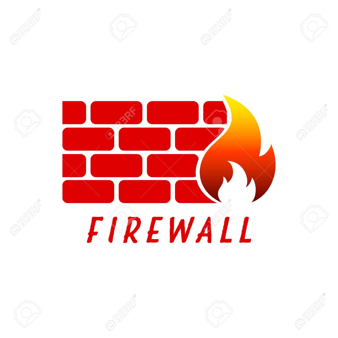 Vector Illustration Of Firewall Icon. Network Security Symbol.