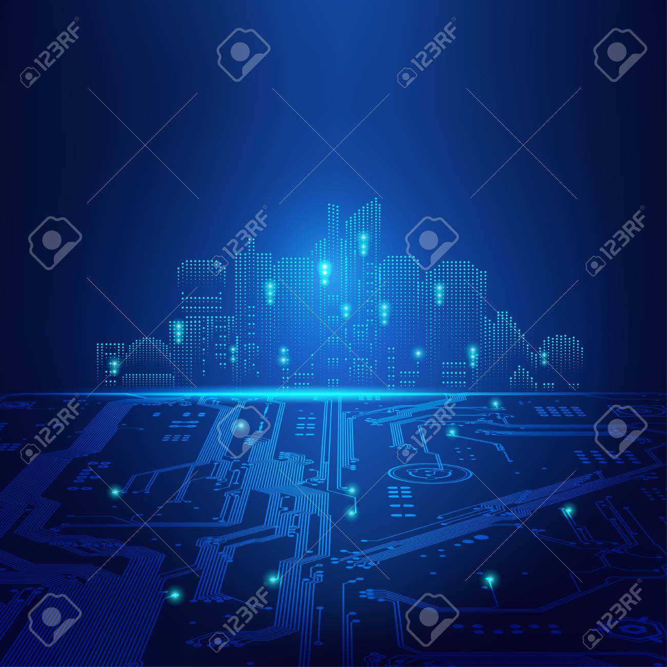 abstract futuristic background; digital building in a matrix style; technological city combined with electronic board - 88844803 abstract futuristic background; digital building in a matrix style; technological city combined with electronic board - 88844803