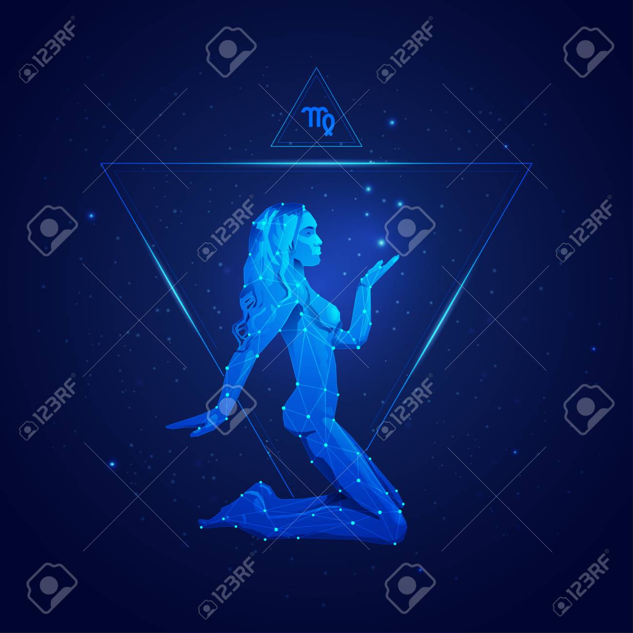 virgo horoscope sign in twelve zodiac with galaxy stars background, graphic of wireframe girl - 104610338 virgo horoscope sign in twelve zodiac with galaxy stars background, graphic of wireframe girl - 104610338